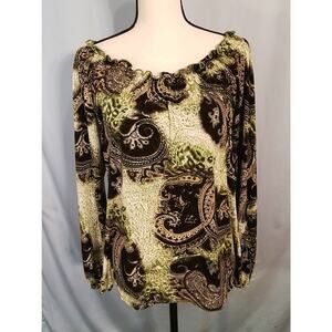 Carol Rose blouse Green and brown